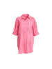 Lagoon Palm Floral Embroidered Shirt - Raspberry