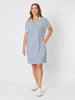 Sailor Stripe Print Polo Dres - Navy/White