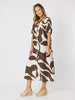 Bay Leaf Print Midi Dress - Mocha Multi