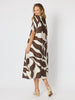 Bay Leaf Print Midi Dress - Mocha Multi