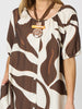 Bay Leaf Print Midi Dress - Mocha Multi