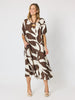 Bay Leaf Print Midi Dress - Mocha Multi