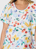 Picnic Print Top - Azure Multi