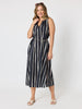 Sunset Safari Sleeveless Stripe Print Dress - Black/Ivory