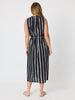 Sunset Safari Sleeveless Stripe Print Dress - Black/Ivory