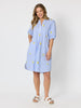 Spritz Embroidered Stripe Print Dress - Blue/White