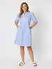 Spritz Embroidered Stripe Print Dress - Blue/White