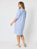 Spritz Embroidered Stripe Print Dress - Blue/White