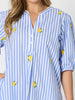 Spritz Embroidered Stripe Print Dress - Blue/White