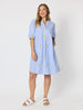 Spritz Embroidered Stripe Print Dress - Blue/White