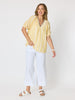 Seaport Stripe Print V Neck Top - Lemon White