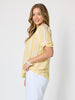 Seaport Stripe Print V Neck Top - Lemon White