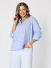 Spritz Embroidered Stripe Print Shirt  - Blue/White