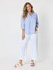 Spritz Embroidered Stripe Print Shirt  - Blue/White