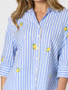 Spritz Embroidered Stripe Print Shirt  - Blue/White