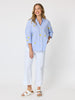 Spritz Embroidered Stripe Print Shirt  - Blue/White