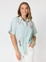 Beachcomber Embroidered Shirt - Olive White