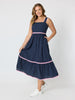 Casablanca Ric Rac Sundress - Navy