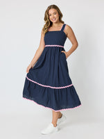 Casablanca Ric Rac Sundress - Navy