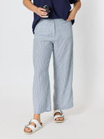 City Stripe Print Straight Leg Pant  - Navy/White