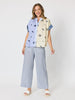 City Stripe Print Straight Leg Pant  - Navy/White