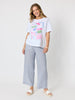 City Stripe Print Straight Leg Pant  - Navy/White