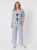 City Stripe Print Straight Leg Pant  - Navy/White