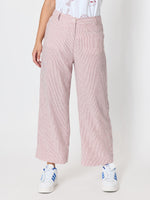 City Stripe Print Straight Leg Pant  - Red White