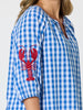 Cove Embroidered Gingham Print Top - Azure White