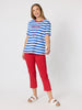 Rhode Island Embroidered Stripe Tee - Azure White