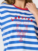 Rhode Island Embroidered Stripe Tee - Azure White