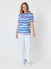 Rhode Island Embroidered Stripe Tee - Azure White