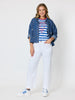 Rhode Island Embroidered Stripe Tee - Azure White
