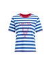 Rhode Island Embroidered Stripe Tee - Azure White