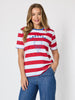 Rhode Island Embroidered Stripe Tee - Red White