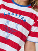 Rhode Island Embroidered Stripe Tee - Red White
