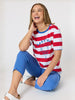 Rhode Island Embroidered Stripe Tee - Red White