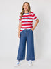 Rhode Island Embroidered Stripe Tee - Red White