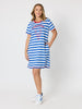 Rhode Island Embroidered Stripe Dress - Azure White
