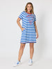 Rhode Island Embroidered Stripe Dress - Azure White