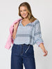 Canyon Print Top  - Navy/White