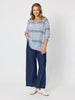 Canyon Print Top  - Navy/White