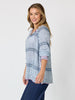 Canyon Print Top  - Navy/White