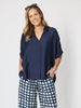 Del Mar Pleat Detail Top - Navy