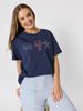 Beachside Embroidered Tee - Navy