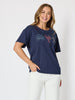Beachside Embroidered Tee - Navy