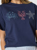 Beachside Embroidered Tee - Navy