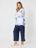 Rosa Floral Print Sheer Shirt - White/Navy