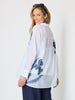 Rosa Floral Print Sheer Shirt - White/Navy