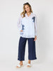 Rosa Floral Print Sheer Shirt - White/Navy
